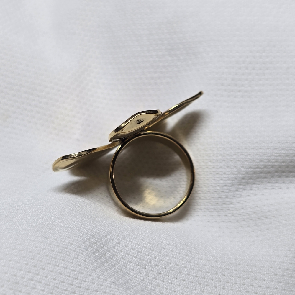 Stainless Steel Gold and Pink Flower Ring - Picture 2 of 4